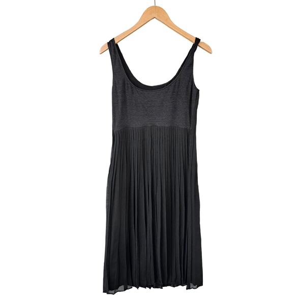BURBERRY BRIT Black Cece Pleated Georgette Silk Linen Knit Midi Dress Size 4 - Picture 12 of 13